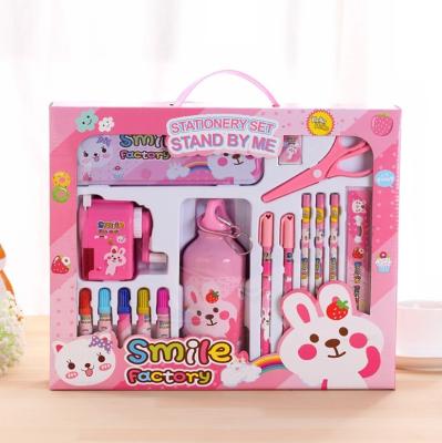 China Children's Gift Cartoon Student School Supplies Bag Stationery Children Learning Portable Birthday Gift Box Set Prizes for sale