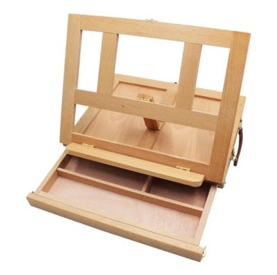 China Adjustable Wooden Easel Table Painting Easel with Storage Drawer Beech Wood Portable Artist Desktop Board for Canvas Painting Drawing Sketching for sale