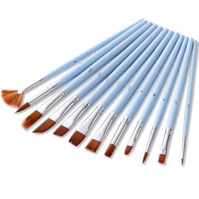 China Paint Factory Art Supplies 12 Pcs/Set Arts Brush Durable Smooth Nylon Artist Wood Handle Hair Oil Painting Watercolor Paint Brush for sale