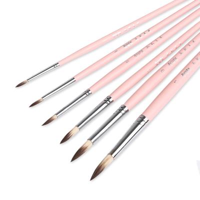 China 6Pcs Spike Painting Brushes Nylon Hair Watercolor Gouache Professional Soft Fine Brush Tip Art Tool for sale