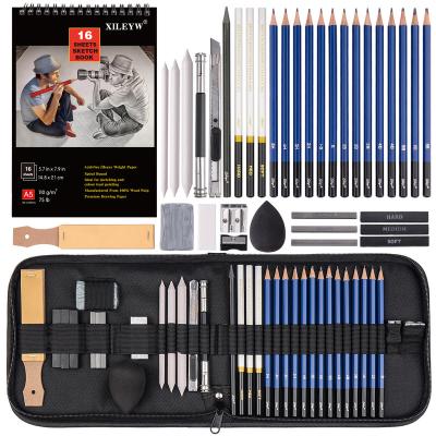 China Drawing Writing Painting 37pcs Sketching and Charcoal Pencil Drawing Art Bag Painting Kit Writing Set for Adults for sale