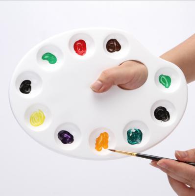 China Oval Plastic Painting Palette Student Palette 10 Hole Plastic Drawer Color Palette Student Paint Palette For Kids Art Supplies for sale