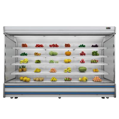 China Vegetable Double-temperature Supermarket Seafood Beverage Fruit Display Open Meat Fridge for sale