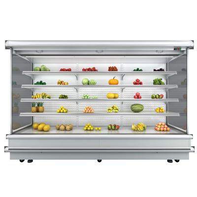 China Double-temperature supermarket small size fruit vegetable refrigerated open display cooler refrigerator single display temperature for sale