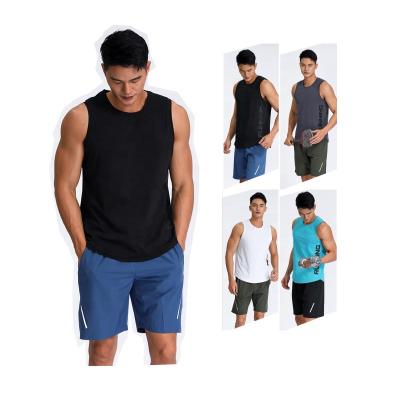 China OEM Breathable Logo 2 Pcs Mens Tank Top Sport Spandex Vest Gym Clothing Men Workout Wear Print Mens Slim Tank Top With Shorts for sale