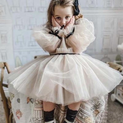 China Fashion Anti-Static Chiffon White Wave Lacing Kids Clothing Baby Lace Princess Dresses For 3 To 8 Years for sale