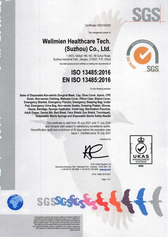 ISO13485 - Wellmien Healthcare Tech. (Suzhou) Co., Ltd.