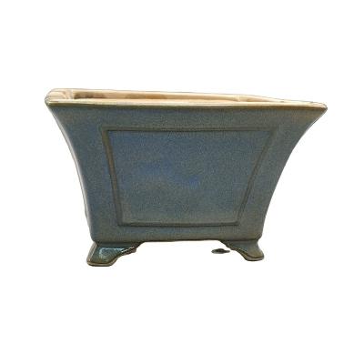 China CLASSIC Square Classic Uniform Glazed Bonsai Pot Purple Sand Ceramic Bonsai Pot for sale