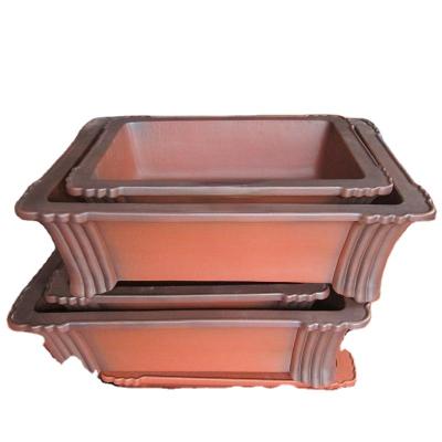 China CLASSIC Unglazed Rectangle Pot Handmade Yixing Bonsai Pot for sale