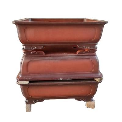 China CLASSIC Big Rectangle Cloudfeet Set Yixing Bonsai Pot With Cloud Horn for sale