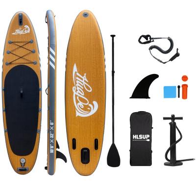 China Unisex wood grain dot drop inflatable sip boards stand up paddle board inflatable factory wholesale price for sale