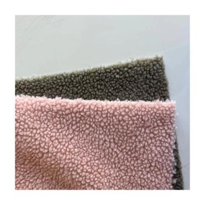 China Wholesale Double Faced 100%Polyester Lambs Knitted Wool Bonding Jersey Fabric Knitted Color For Clothes for sale