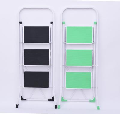 China Folding Ladders Household 3 Step With Mat Non-slip Folding Step Ladder Steel Lightweight Metal Ladder for sale