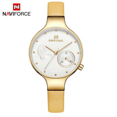 China Hot Selling High Quality Fashion Leisure Lady Leather Watch NAVIFORCE 5001 Simple Unspecific Flower Dial Watch for sale