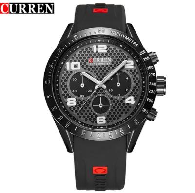 China Amazone non-specific hot sales rubber belt water resistant men watches with high quality curren 8167 for sale