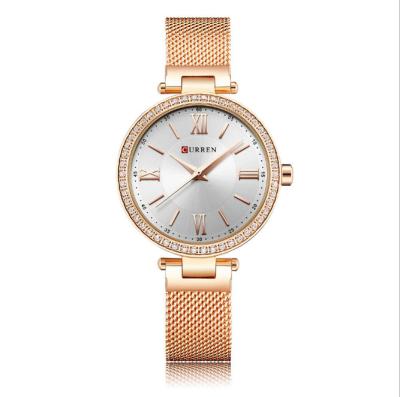 China Non-specific Voguen women mesh bracelet watch gold watches diamond curren 9011 for sale