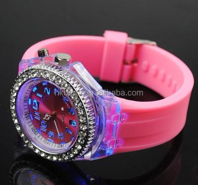 China Non-Specific Creative Ladies Silicone Sports Quartz Flash LED Watch Blacklight for sale