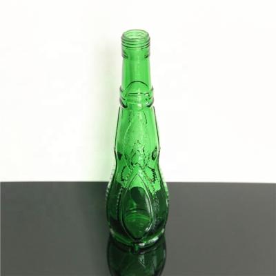 China Antique Green Glass Beverage Bottle For Liquor 12oz 350ml for sale