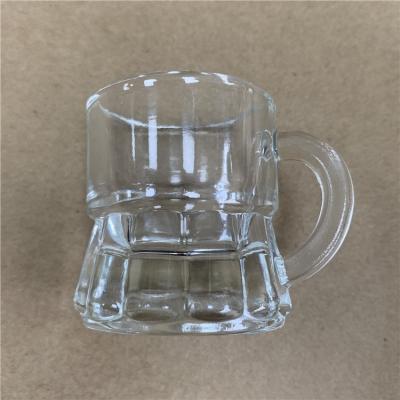 China Mini Glass Mason Beer Mug Viable Shot Glass Mug with Handle, 1oz 25ml for sale