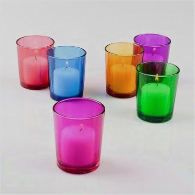 China Weddings Colored Glass Votive LED Candle Tealight Holder For Weddings Parties Spa And Aromatherapy for sale