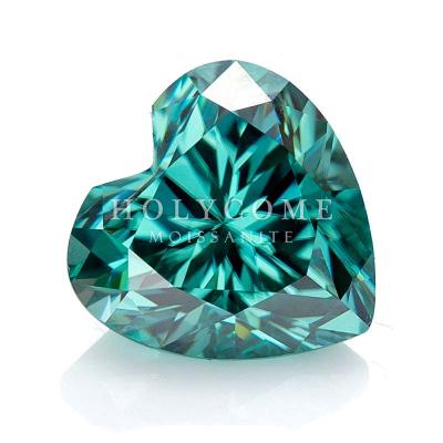 China Game or Fire Holycome Logo Green Heart Cut Moissanite Custom Made Free DEF Colored Loose Moissanite for sale