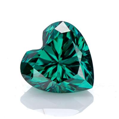 China Color Game or Fire Holycome Customized 8*8mm Dark Green Heart Green mMoissanite VVS1 Moissanite Heart for sale