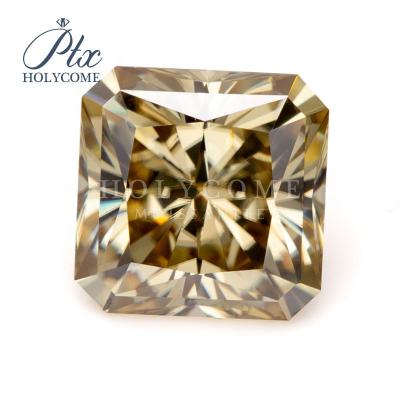 China Natural Game Or Fire Color Champagne Color Loose Moissanite Diamond 4*4MM Heater Cut Moissanite Stones Wuzhou Holycome for sale