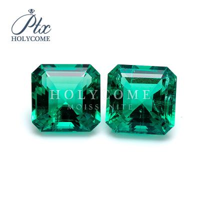 China Wholesale play or color fire moissanite stones asscher cut 8mm 2 carat square shape green moissanite for sale