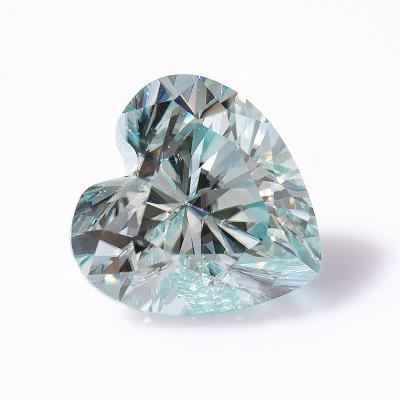 China Color Play Or Fire Fast Ice Shipping Crushed Heart Cut Aqua Blue Clarity Loose Moissanite Diamond 6.5x6.5mm Moissanite D VVS1 for sale