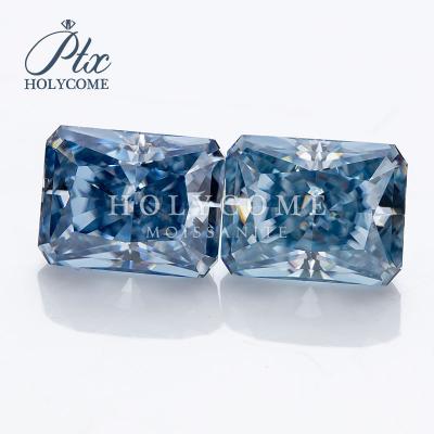 China Color Game or Fire Holycome GRA Crushed Vivid Blue Ice VVS1 Moissanite Nude Radiant Blue Diamond for sale