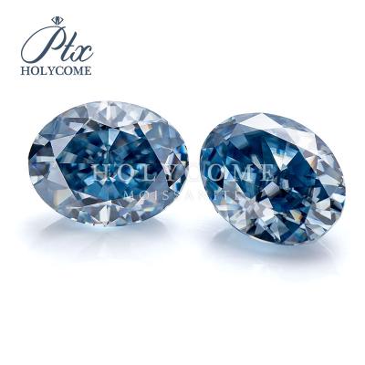 China 2021 HOT SALE color game or fire ROYAL blue color ICE CRUSHED moissanite 4*6MM beautiful CUT MOISSANITE OVAL SHAPE Wuzhou Holycome for sale