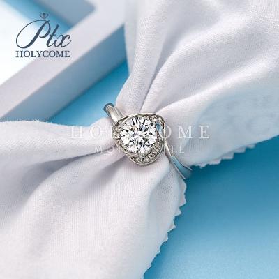 China Holycome's New CLASSIC Design 18k Gold Plated Moissanite Ring Sterling Silver Diamond Wedding Ring for sale