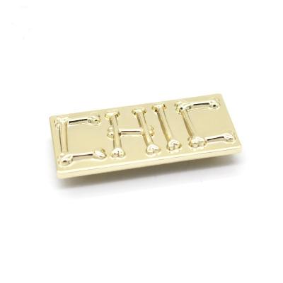 China Custom Viable High Quality Handbag Gold Metal Letter Engraved Logo Plate Tags Label for sale