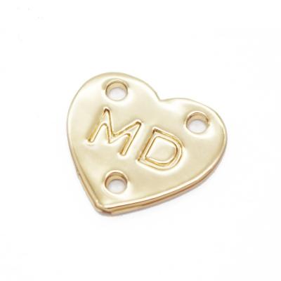 China High Quality Viable Metal Brand Label Engraved Heart Shaped Logo Tags Plate For Bag for sale