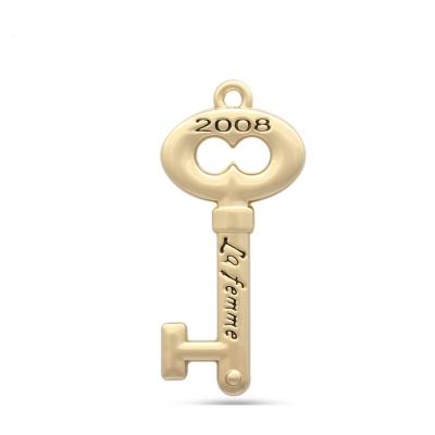 China Custom Made Decoration Zinc Alloy Clothing Accessories Keys Shapes Charms Logo Tags Pendants for sale