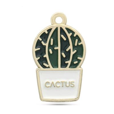 China Hot Selling Zinc Alloy Handbag Cactus Metal Pendant Engraved Brand Customized Logo for sale