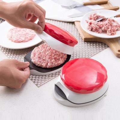 China Viable Red Practical Tool Meat Burger Press Hamburger Maker Food Grade Plastic Food Grade Kitchen Cooking Tool for sale