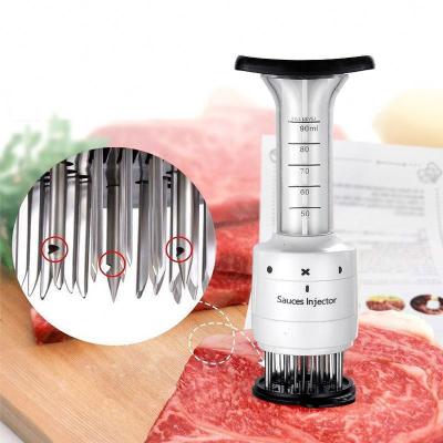 China Sustainable Household Kitchen Tools Meat Tenderizer Stainless Steel Manual For Soften Meat Sauce Injector Marinade And Meat Tenderizer for sale