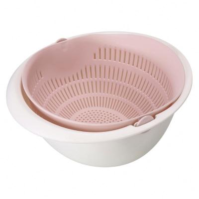 China Viable New Design Double Layer Basin Sieve Strainer Kitchen Tool Plastic Water Vegetable Basin for sale