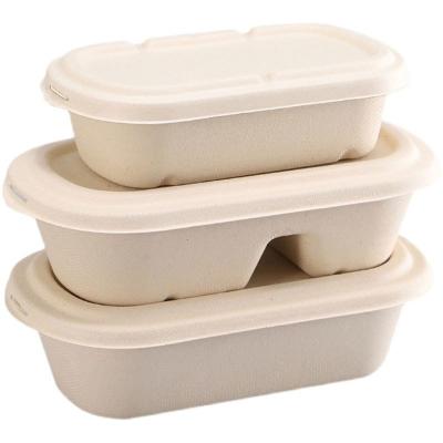 China Eco-friendly Biodegradable Pulp Lunch Box Take Out Food Containers Lid Fitness Picnic Bento Box Disposable Cutlery for sale