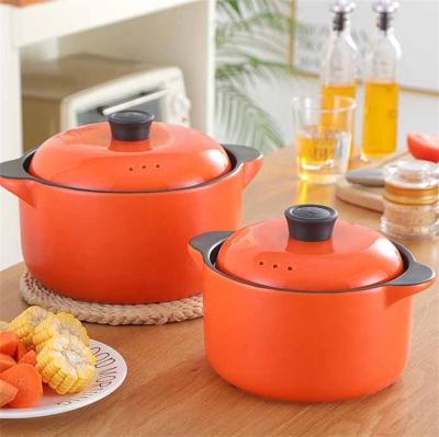 China Household Gas Stew Pot Ceramic Tableware Solid Viable Color Thickened Open Flame High Temperature Oatmeal Stew for sale