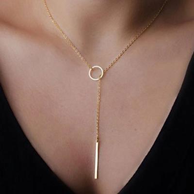 China eManco Geometry Beauty Stainless Steel Environmental Friendly Necklaces For Women Stick Gold Choker Pendant Necklace For Woman Fashion Jewelry for sale