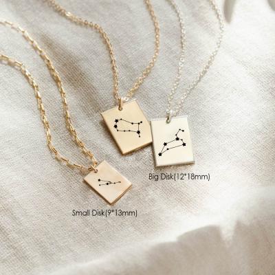 China Fashion 12 Star eManco Zodiac Stainless Steel Necklace Jewelry Elegant Square Pendant Necklace Environmental Friendly Sign Women Gifts for sale