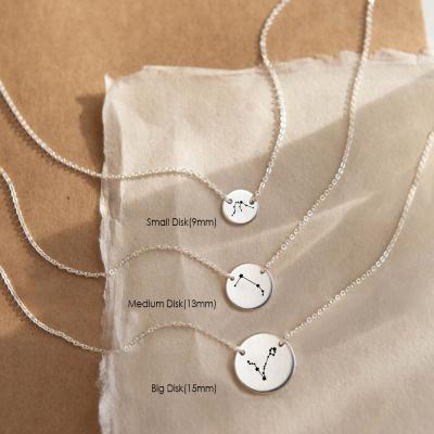 China Pendant With Two Holes Star Horoscope Zodiac Star Sign Birthday Coin Necklace 316L Stainless Steel Necklace Women Pendant Jewelry Customized By eManco for sale