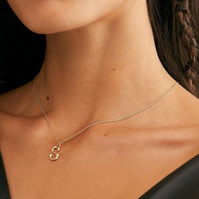 China eManco A-Z 26 Initial Letter Environmental Friendly Pendant Necklace For Women Fashionable Stainless Steel Bamboo Necklace Gold Elegant Custom Chain Jewelry for sale