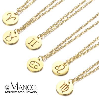 China Most Popular 12 Stars Stainless Steel Aries Scorpio Pisces Trendy Gold eManco Zodiac Necklace Environmentally Friendly Pendant Women Necklace for sale