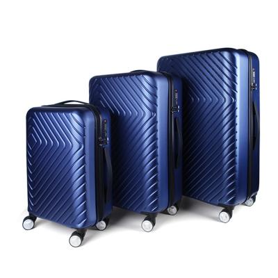 China Wheeled Small Thick Blue Trolley Cases Hard Shell Hand Luggage Case Koffer Set for sale