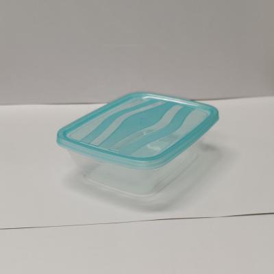 China Microwavable 500ml Rectangular Plastic Food Storage Containers With Wavy Patterned Lids for sale