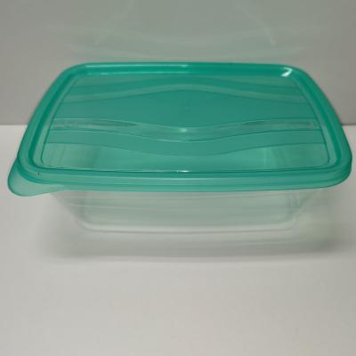 China Microwavable Rectangular Plastic Food Storage Containers With Patterned Lids for sale