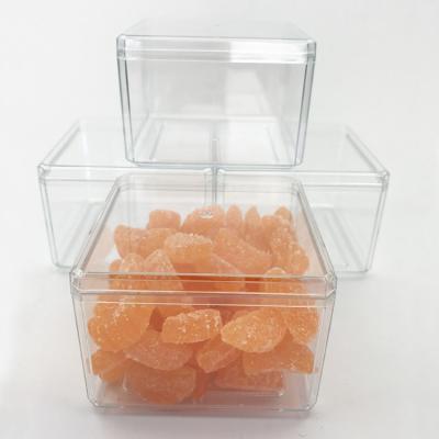 China Recyclable Clear Plastic Container For Sweets Square Transparent Candy Box With Lid for sale